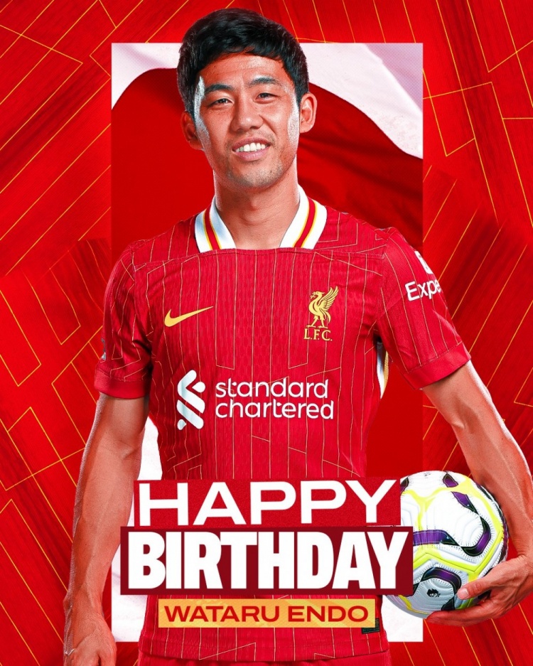  利物浦祝遠藤航32歲生日快樂，球員加盟紅軍至今出戰62場比賽