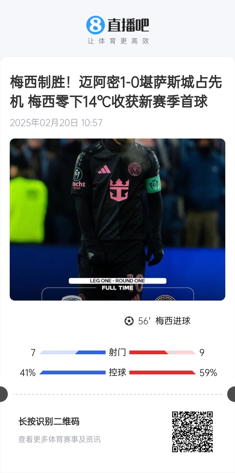  冰火兩重！梅西上一場-14℃進球，本場美職聯21°C