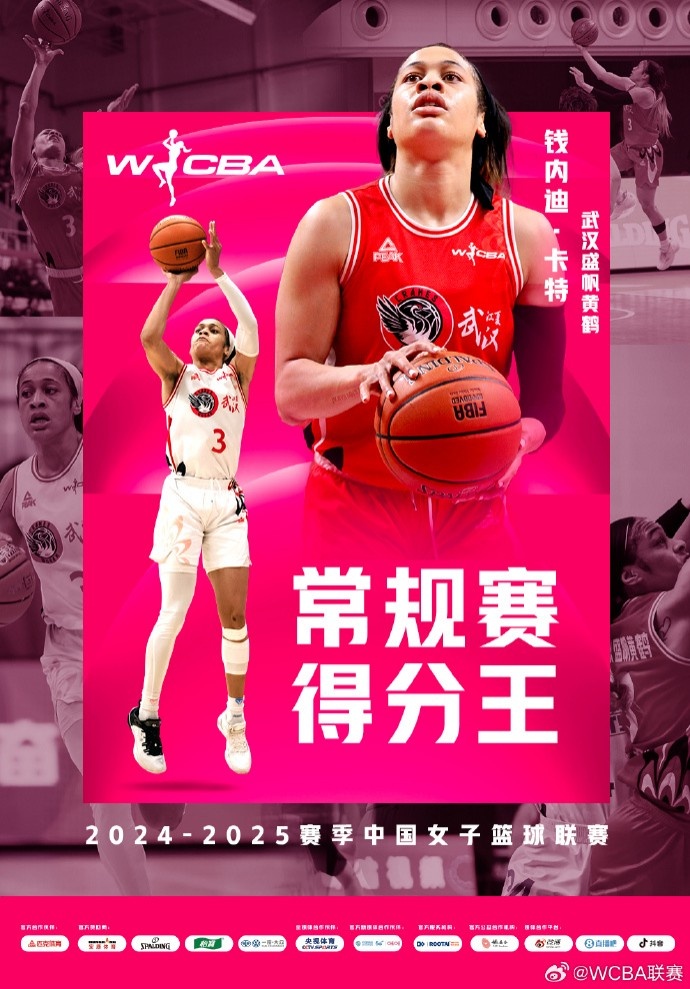  WCBA常規賽得分王&搶斷王：錢內迪-卡特 助攻王：王佳琦