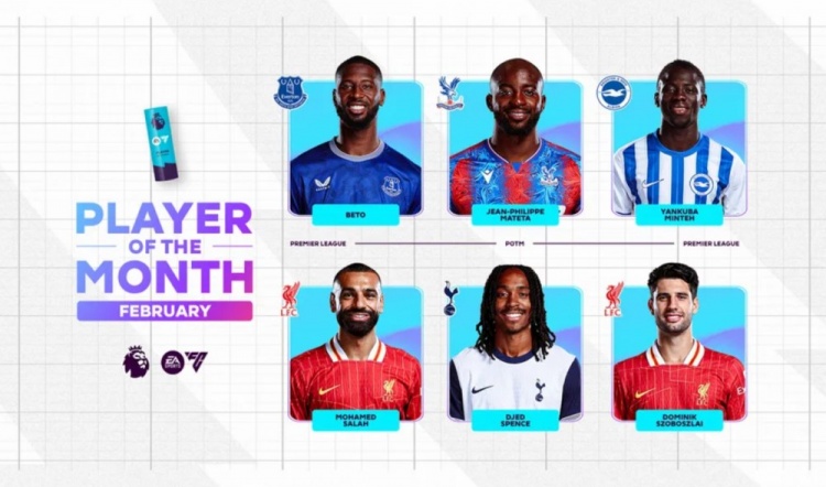  英超2月最佳候選：貝托、馬特塔、明特、薩拉赫、斯賓塞、索博