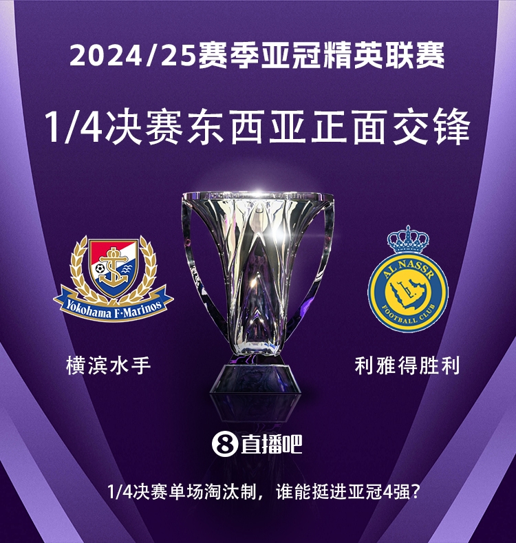  亞冠1/4決賽對(duì)陣：利雅得勝利vs橫濱水手，C羅vs安德森-洛佩斯！